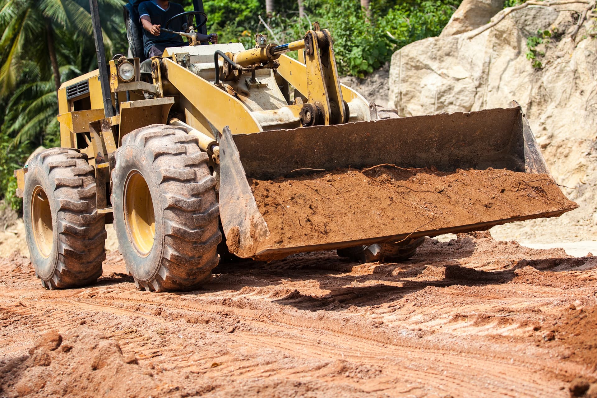 Skid steer on construction site