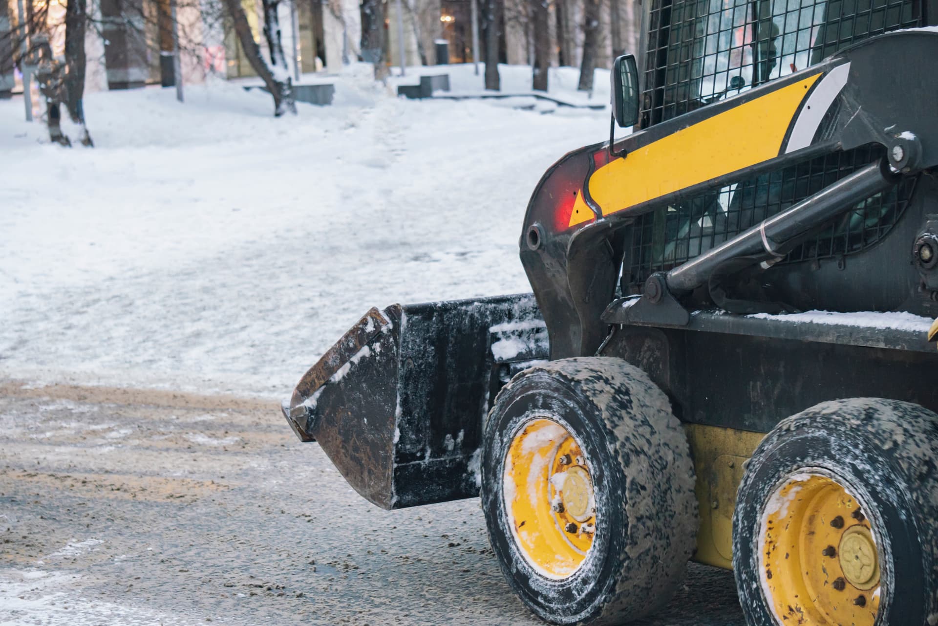 Snow removal with skid steer